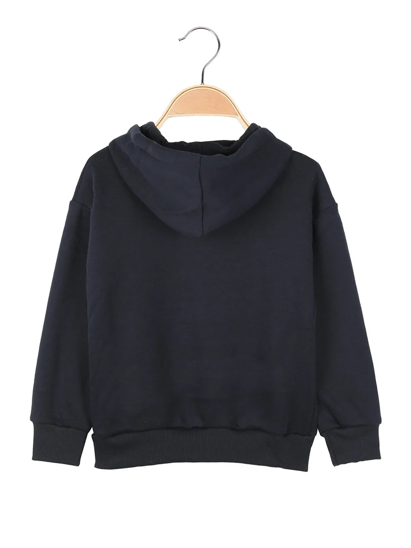 Felpa da bambini con cappuccio e zip - blu scuro