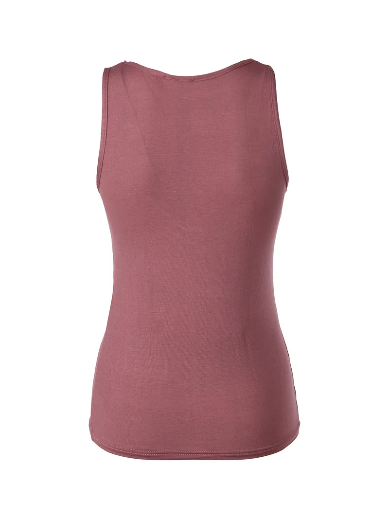 Top donna a spalla larga con scollo di pizzo - porpora
