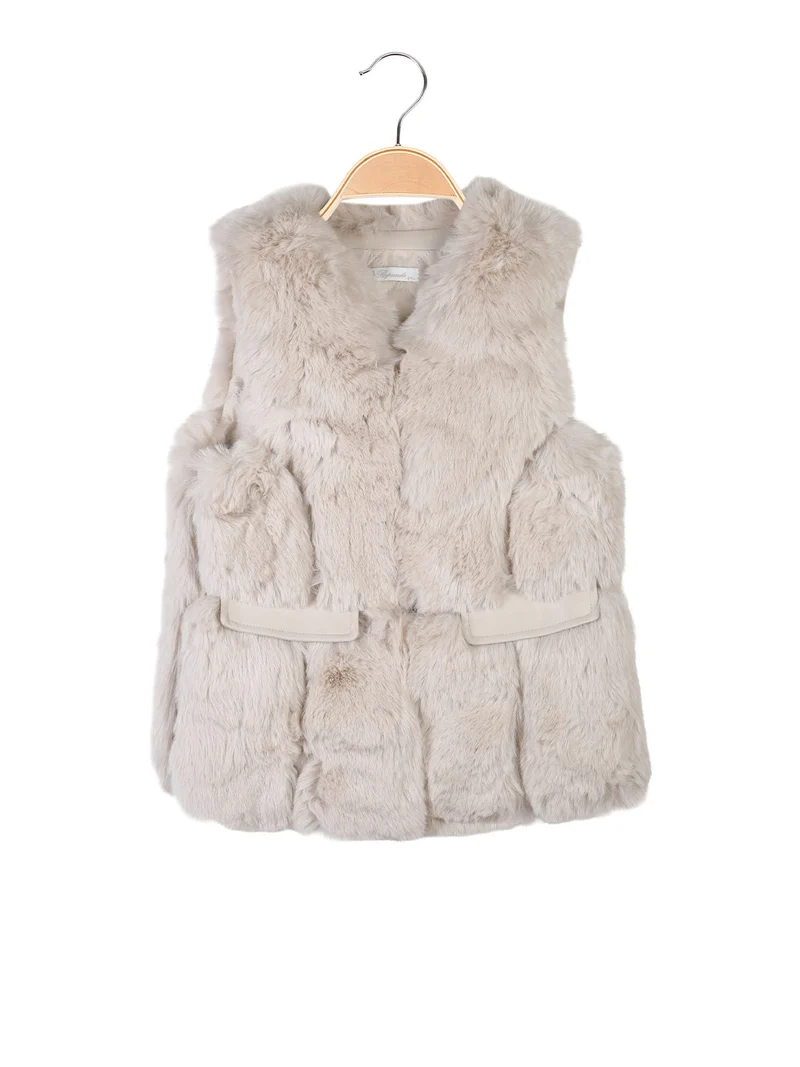 Smanicato da bambina in ecopelliccia - beige