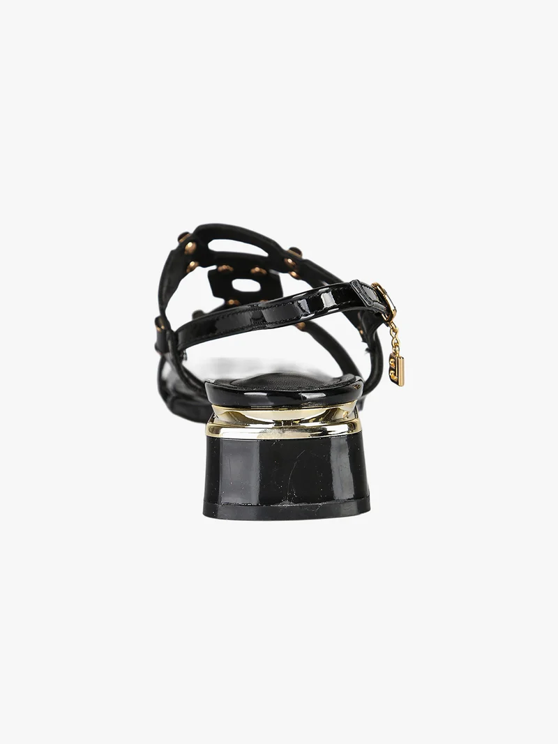 Sandali donna in vernice con tacco basso - nero