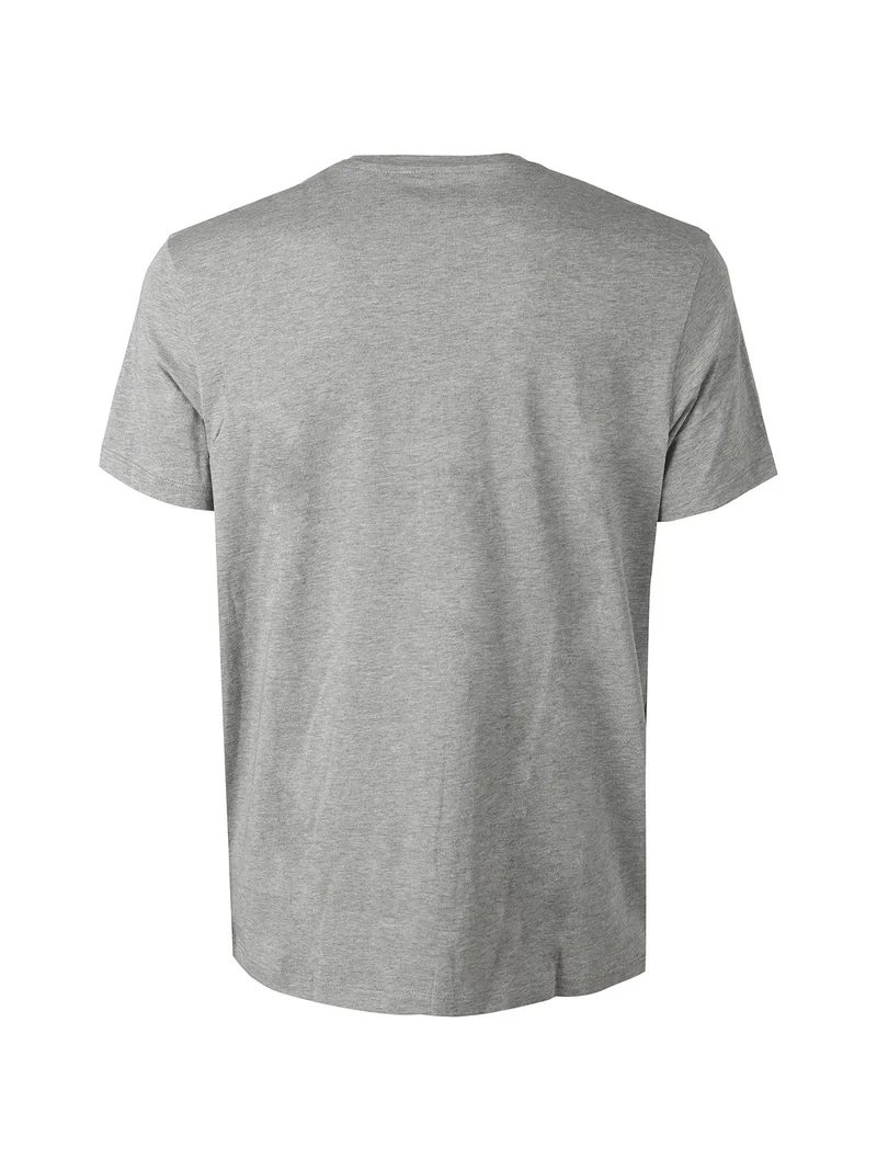 T-shirt girocollo da uomo in cotone con logo - grigio