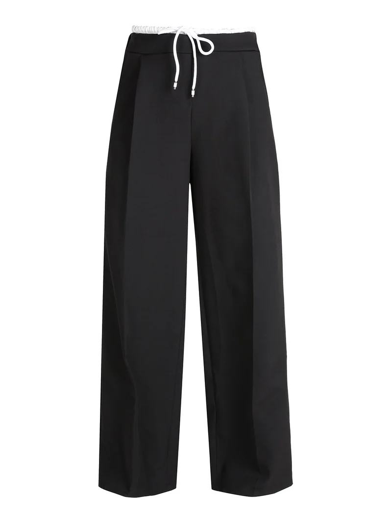 Pantaloni donna a palazzo con coulisse - nero