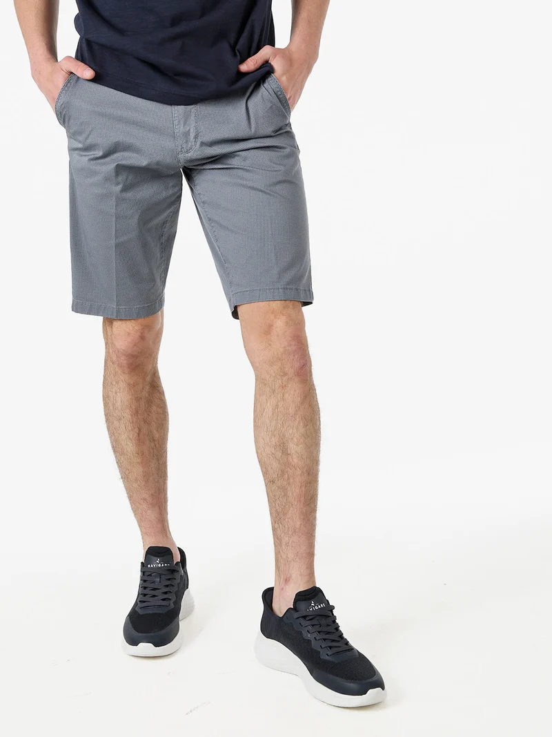 Bermuda da uomo in cotone stretch texturizzati - grigio