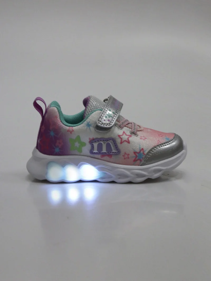 Sneakers da bambina con luci - argento