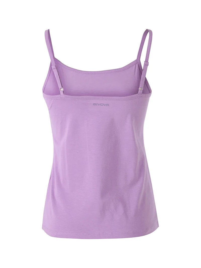 Top donna in cotone bielastico con spalline sottili - viola