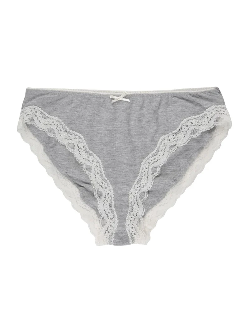 Slip in cotone con pizzo - grigio