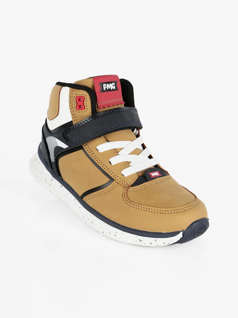 Sneakers alte da bambino con strappo - senape