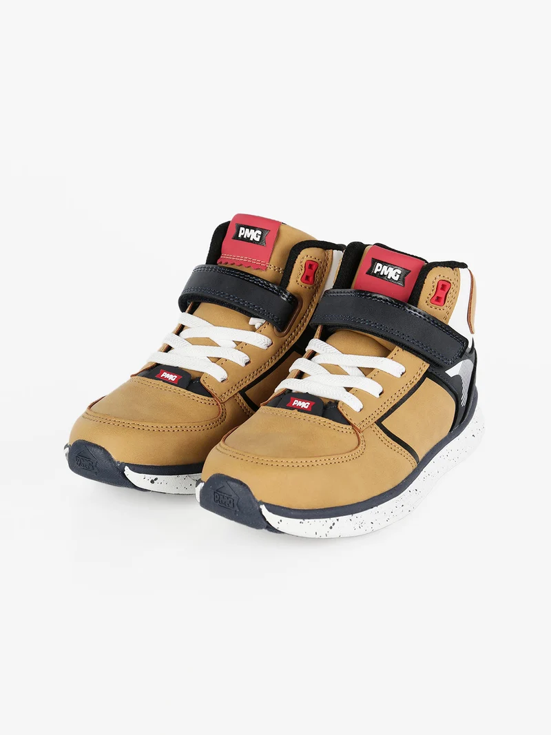 Sneakers alte da bambino con strappo - senape