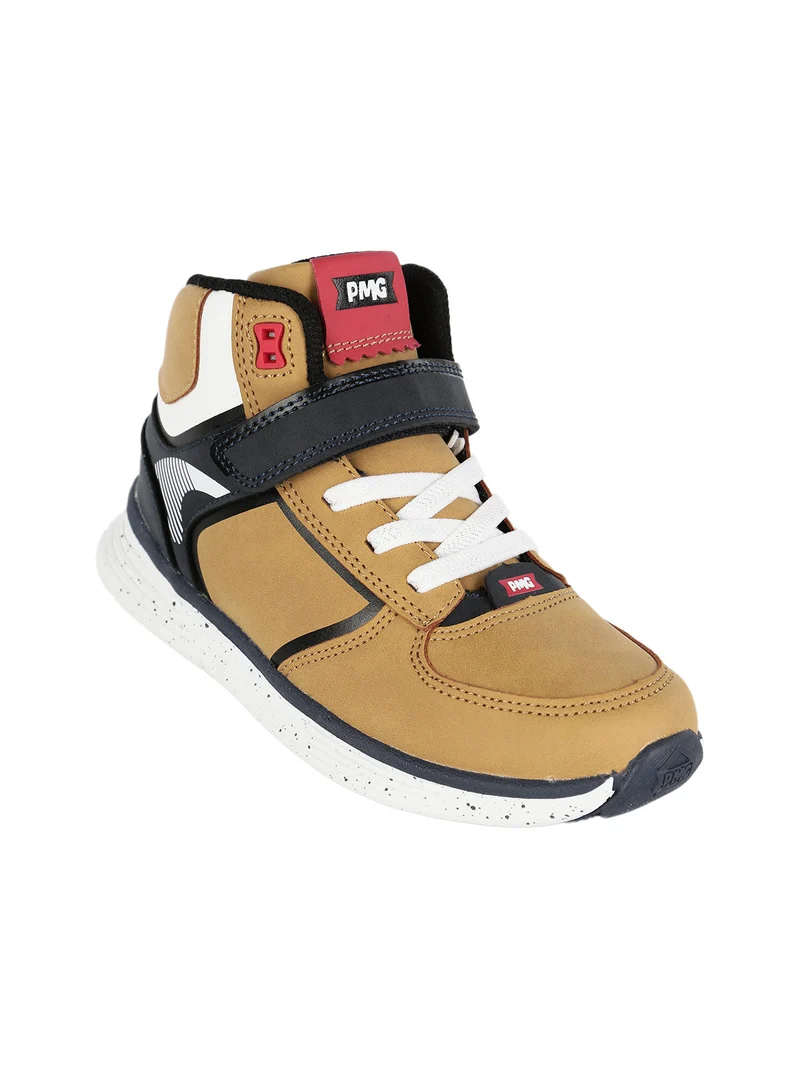 Sneakers alte da bambino con strappo - senape