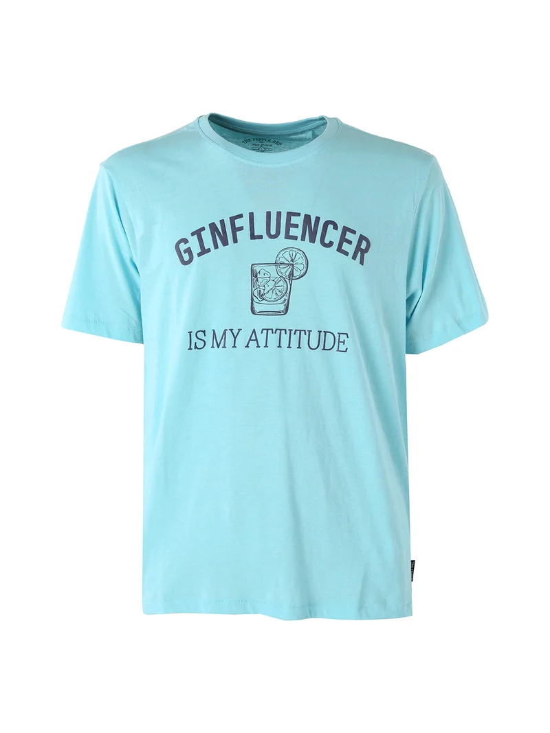 T-shirt da uomo in cotone con stampa divertente - azzurro