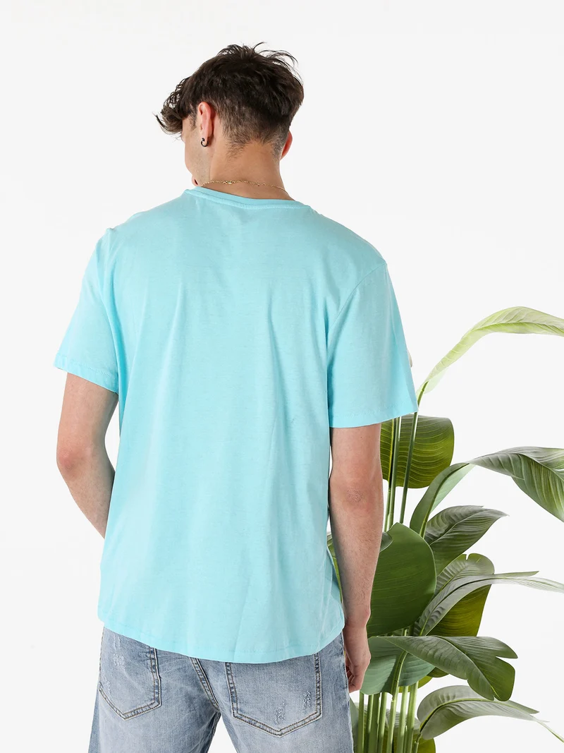T-shirt da uomo in cotone con stampa divertente - azzurro