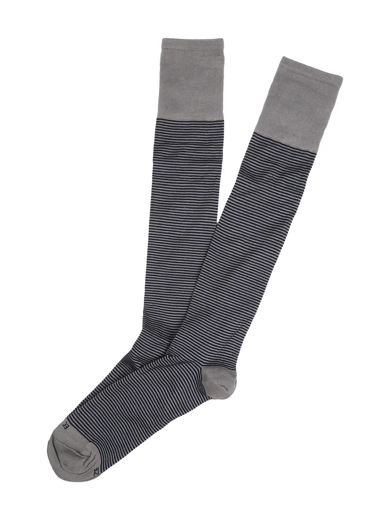 Calze lunghe da uomo in cotone mercerizzato a righe sottili - grigio