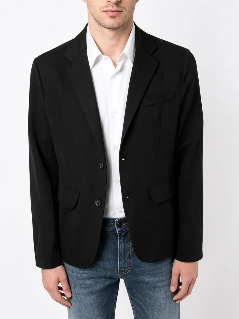 Blazer da uomo leggero con bottoni - nero