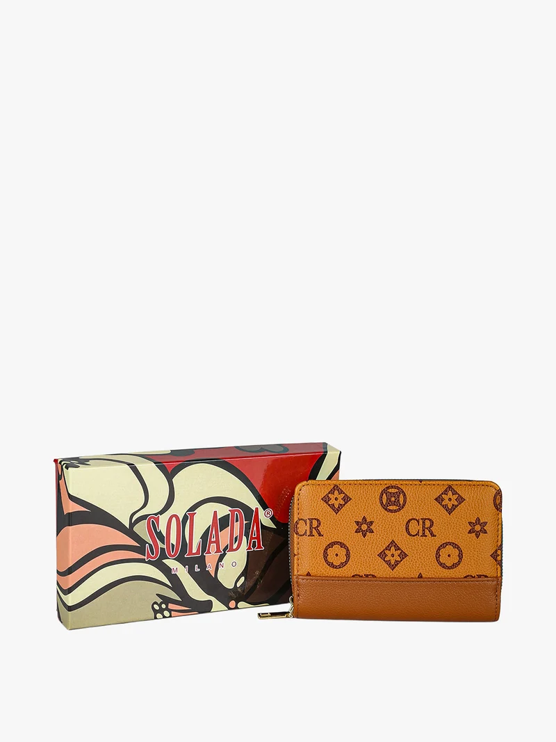 Portafoglio da donna con stampa monogramma - cuoio