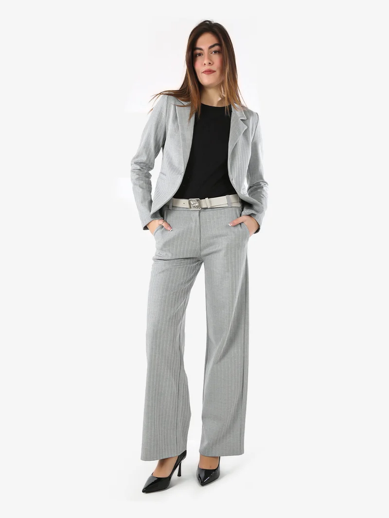 Blazer donna spigato con bottone - grigio