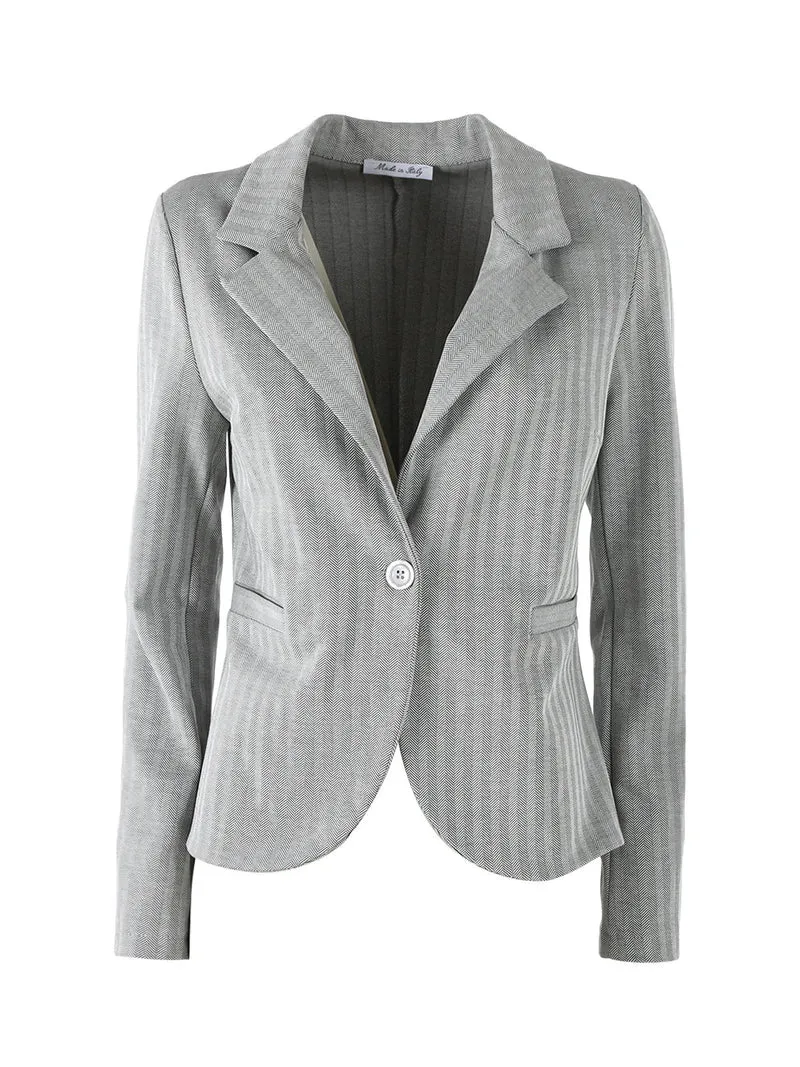 Blazer donna spigato con bottone - grigio
