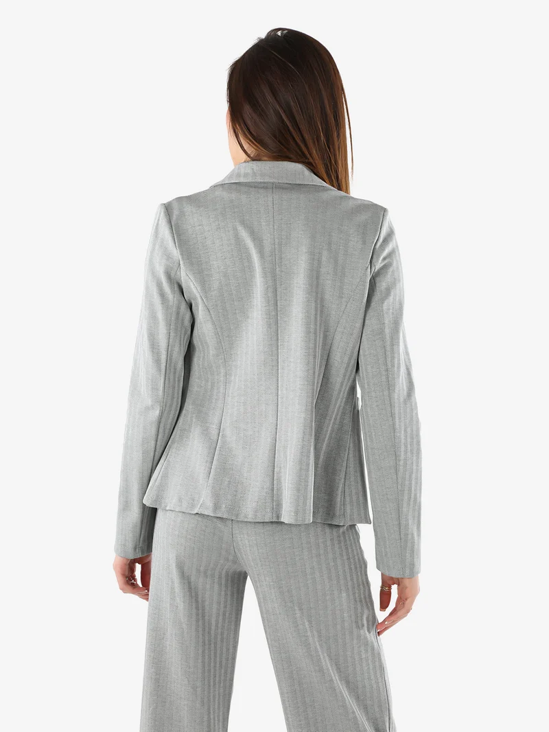 Blazer donna spigato con bottone - grigio
