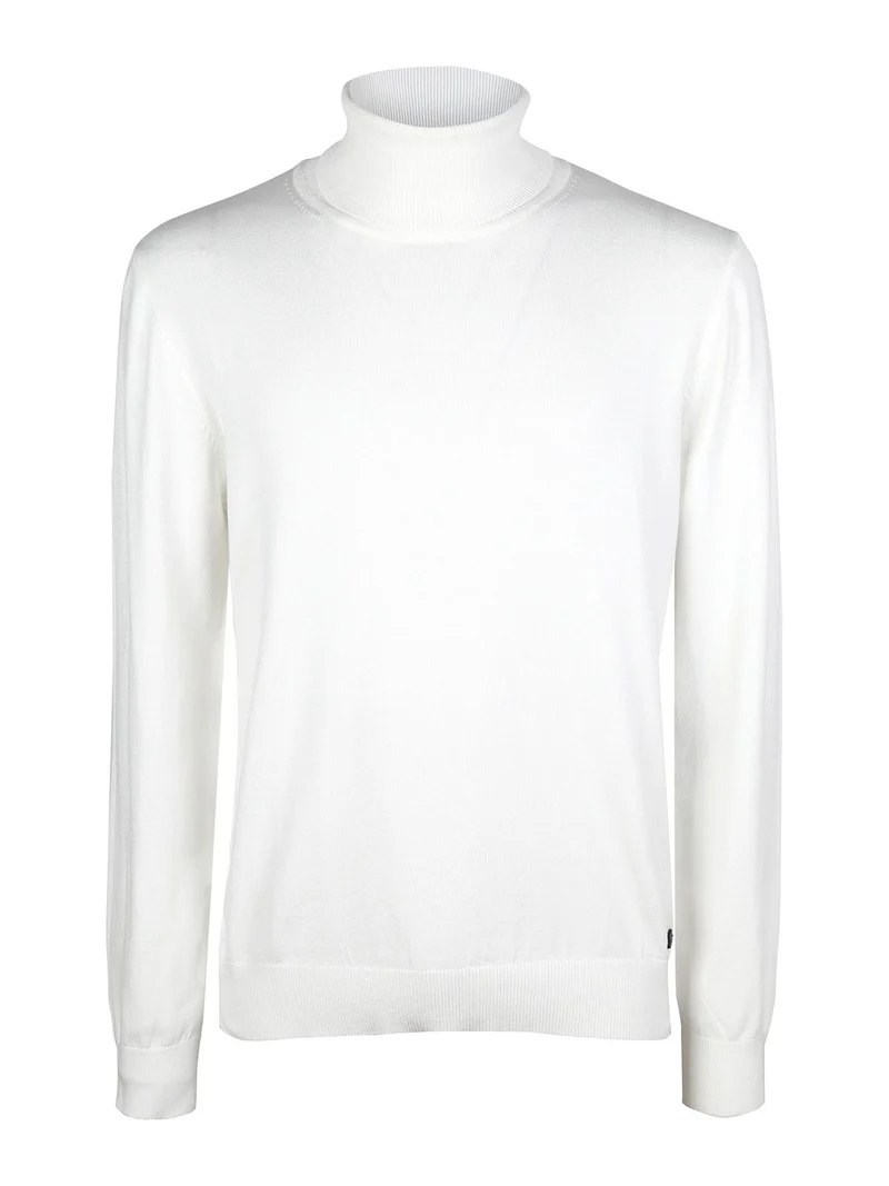 Pullover dolcevita in maglia da uomo - panna