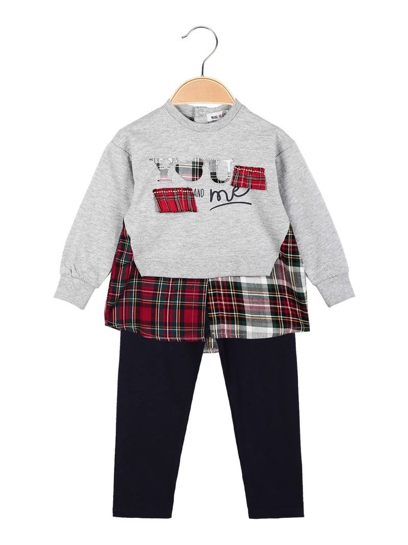 Completo neonata 2 pezzi felpa + leggings - grigio