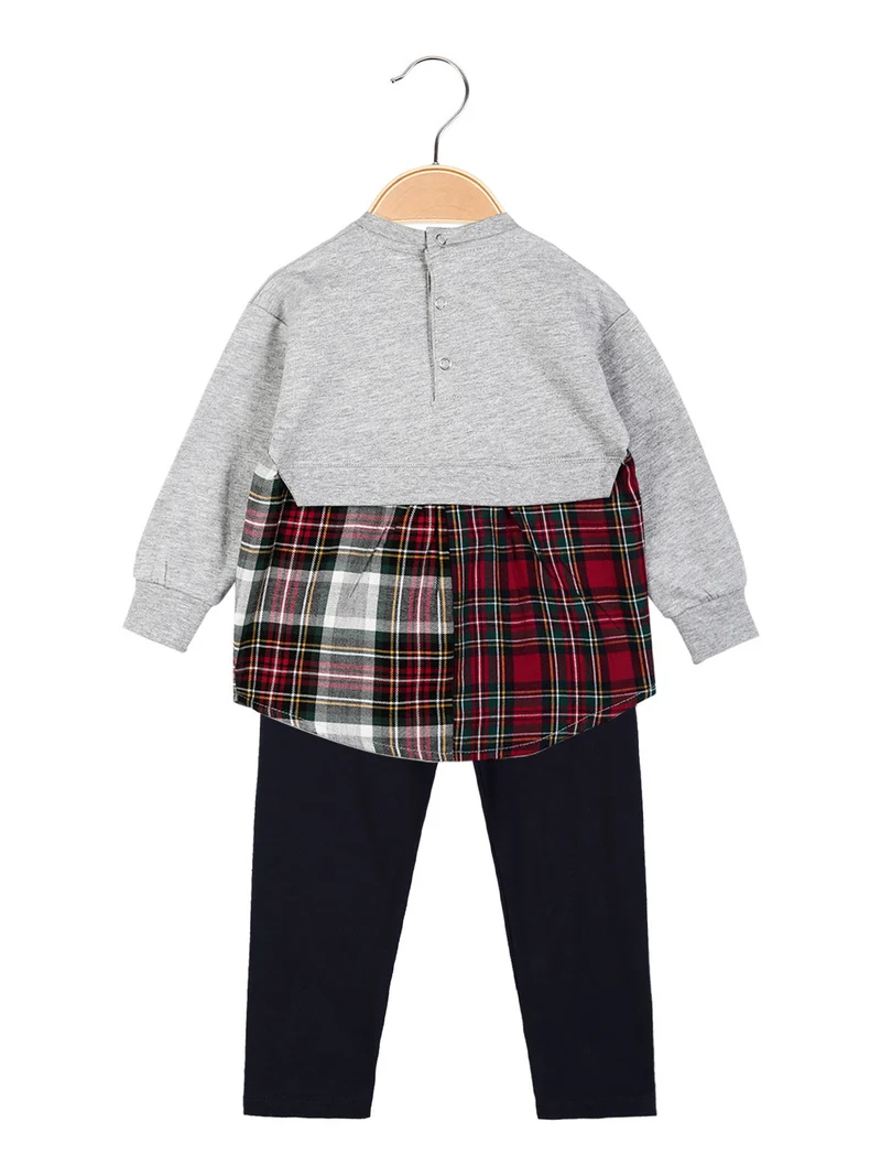 Completo neonata 2 pezzi felpa + leggings - grigio