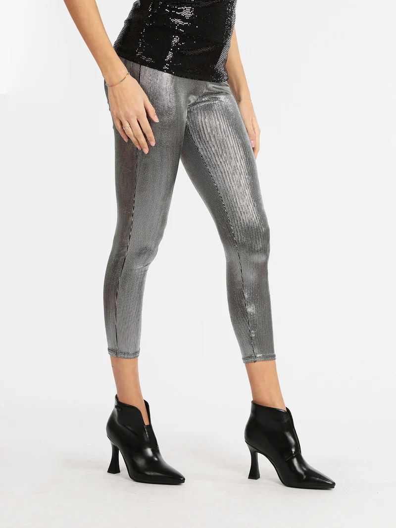 Leggings donna con lurex - argento