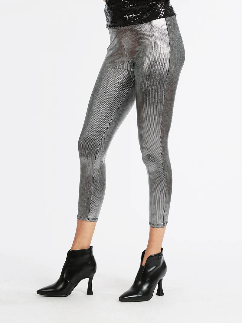 Leggings donna con lurex - argento