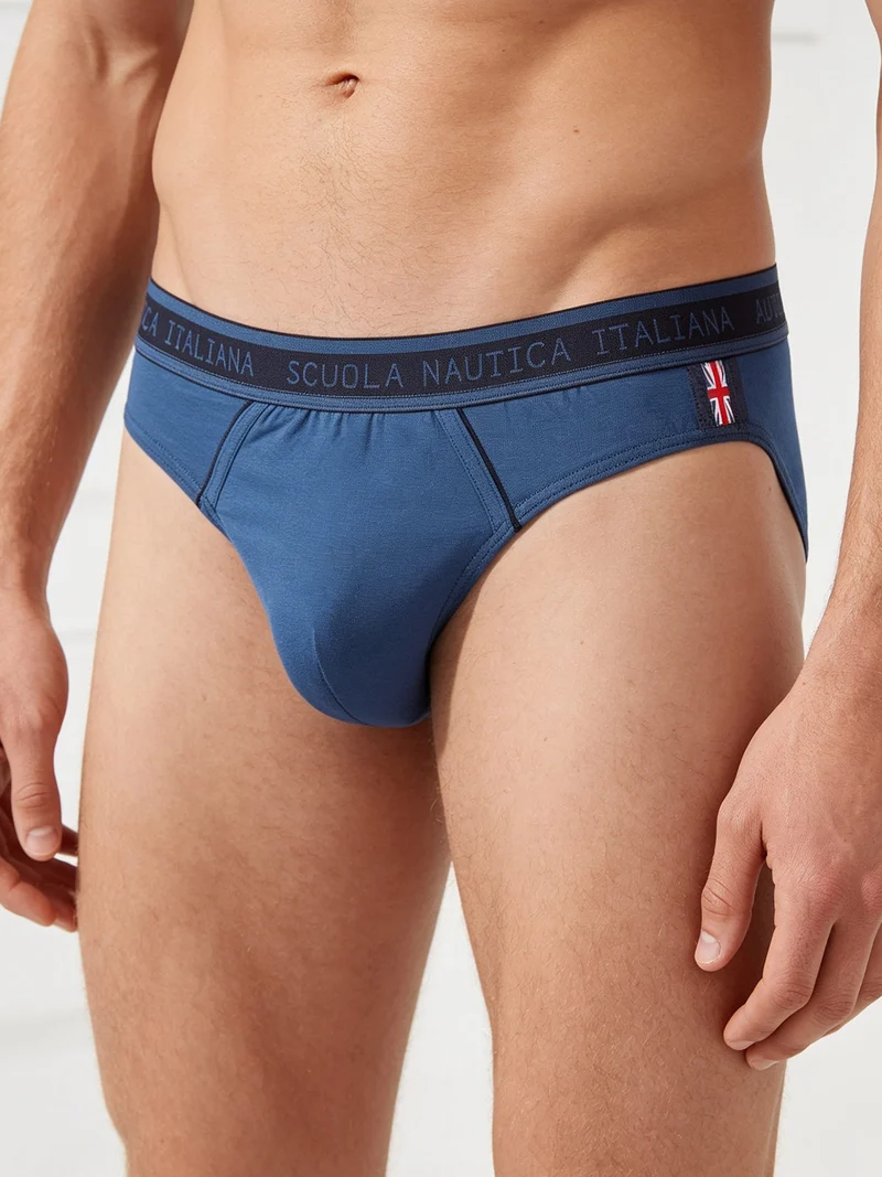 Slip da uomo in cotone tinta unita - blu