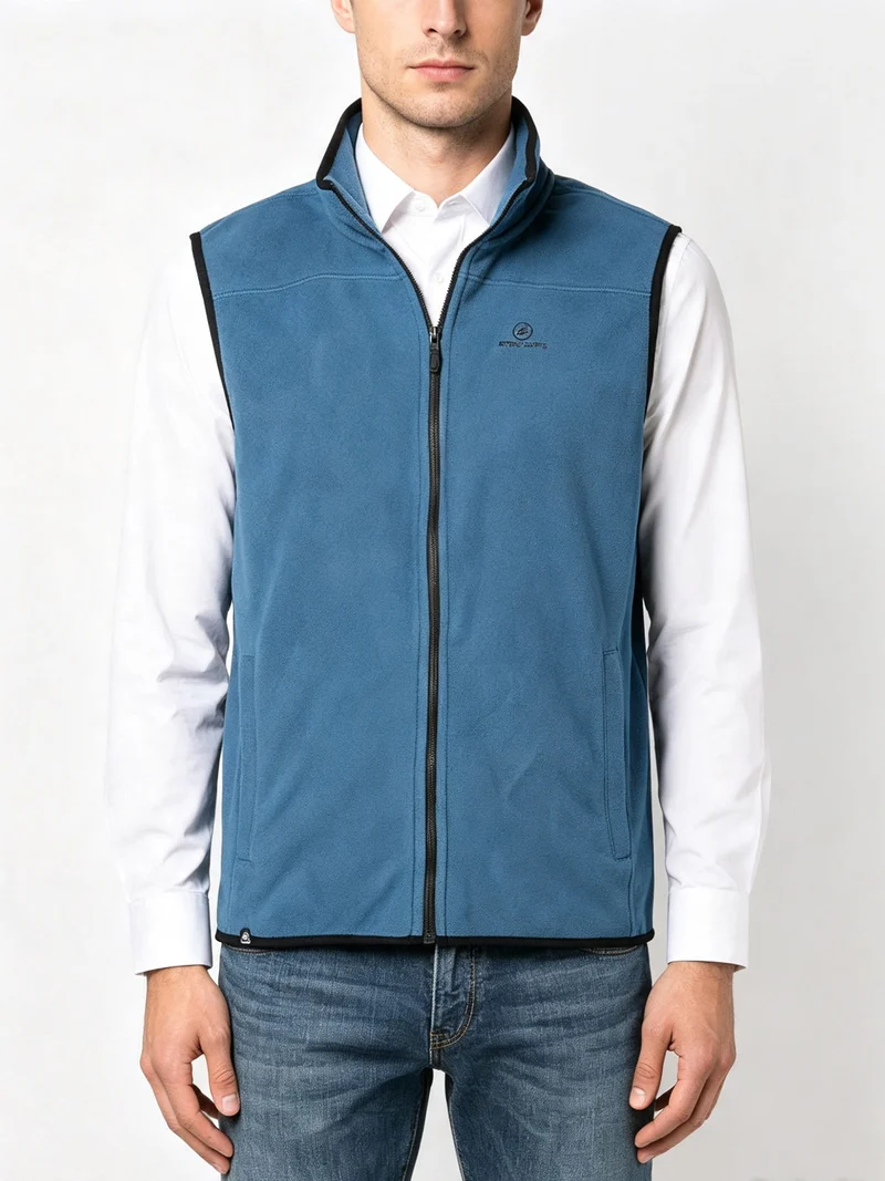 Gilet da uomo in pile con zip - bluette