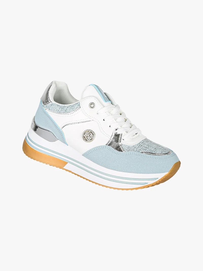 Sneakers stringate da donna con paltform - azzurro