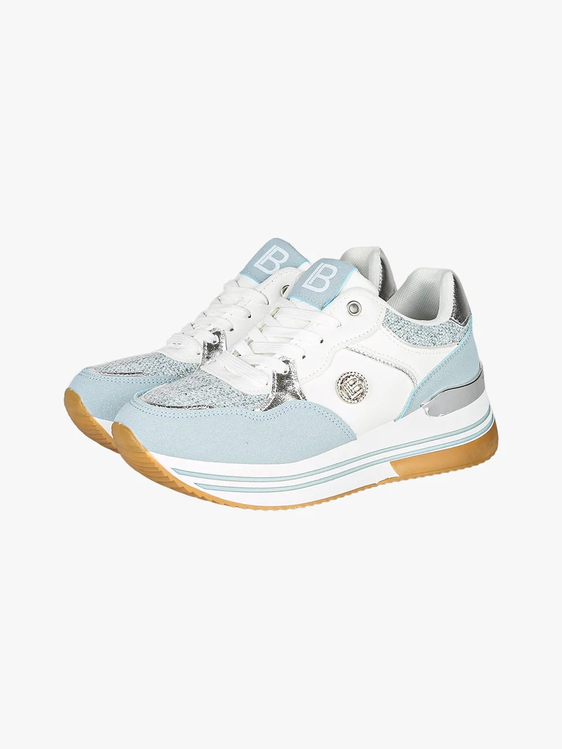 Sneakers stringate da donna con paltform - azzurro