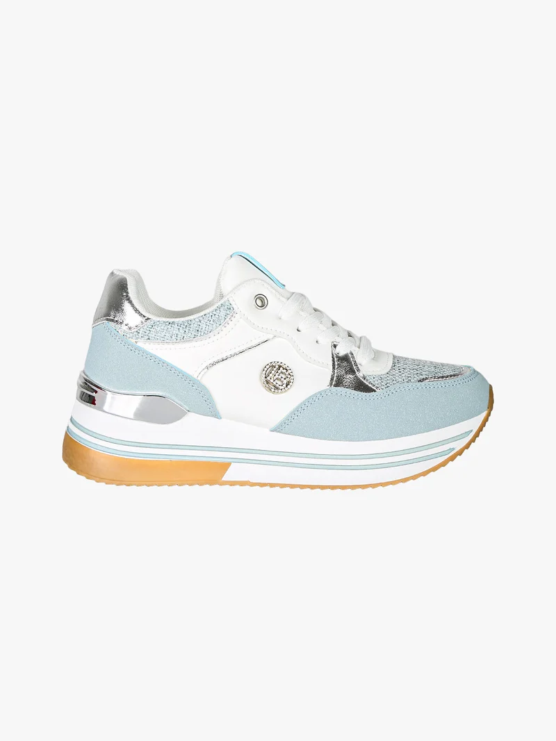 Sneakers stringate da donna con paltform - azzurro
