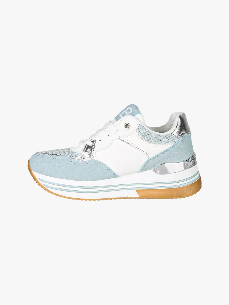 Sneakers stringate da donna con paltform - azzurro