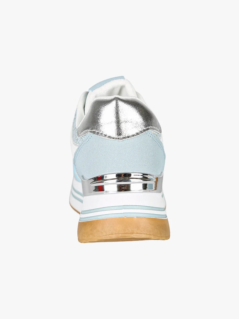 Sneakers stringate da donna con paltform - azzurro