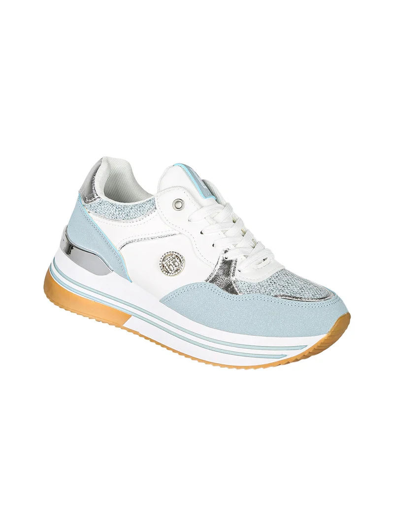 Sneakers stringate da donna con paltform - azzurro