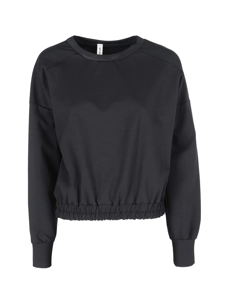 Felpa donna girocollo in misto cotone - nero