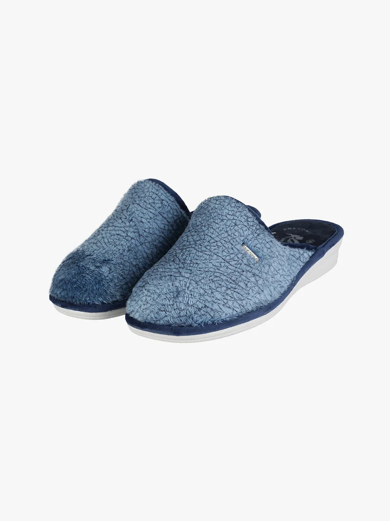 Pantofole donna invernali in ecopelo - blu