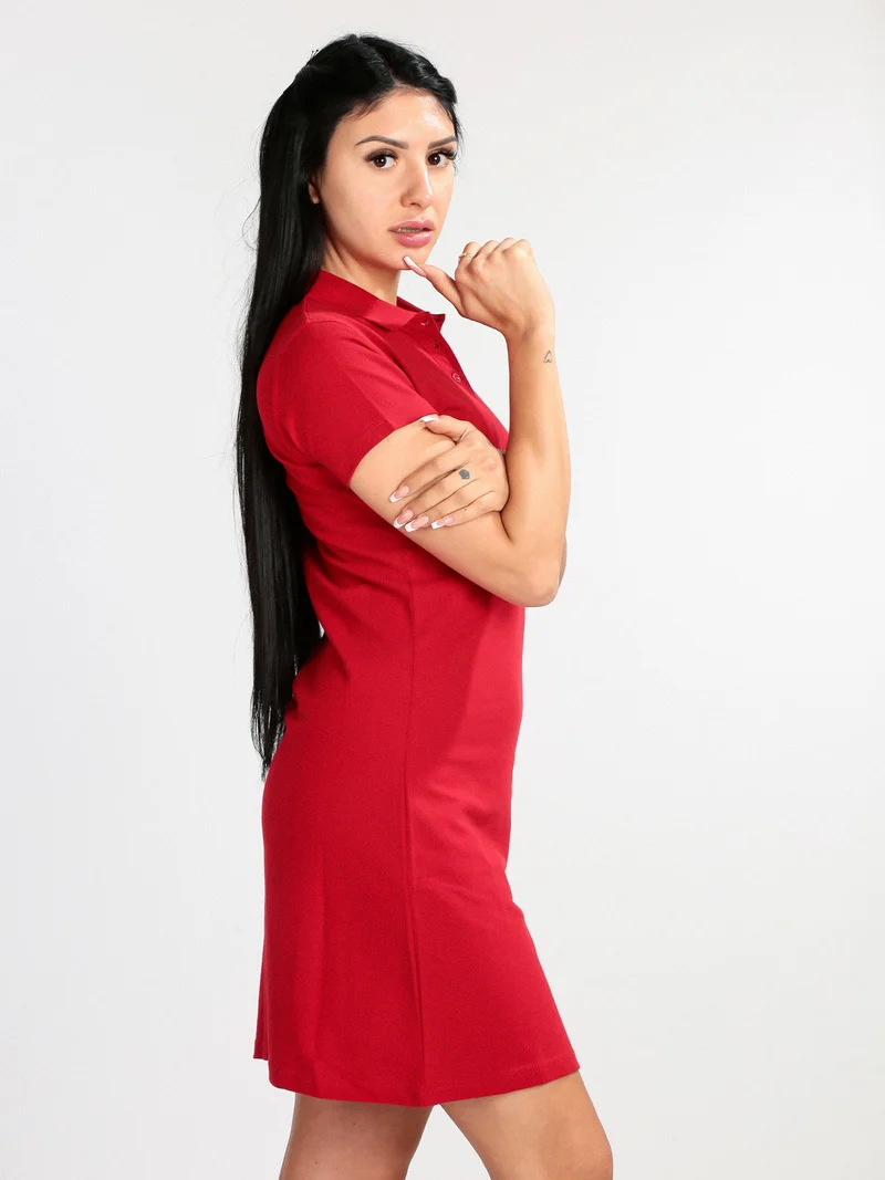 Vestito donna in cotone a maniche corte - rosso