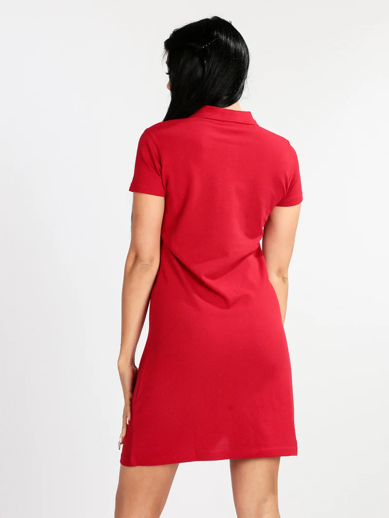 Vestito donna in cotone a maniche corte - rosso