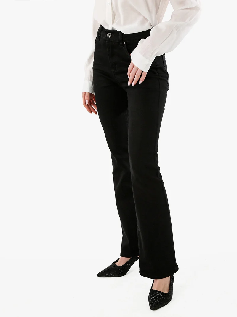 Pantaloni donna jeans a zampa - nero