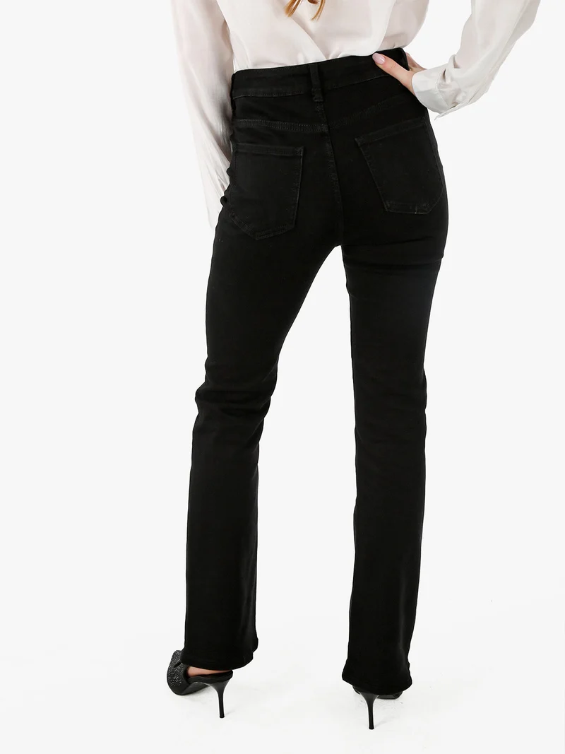 Pantaloni donna jeans a zampa - nero