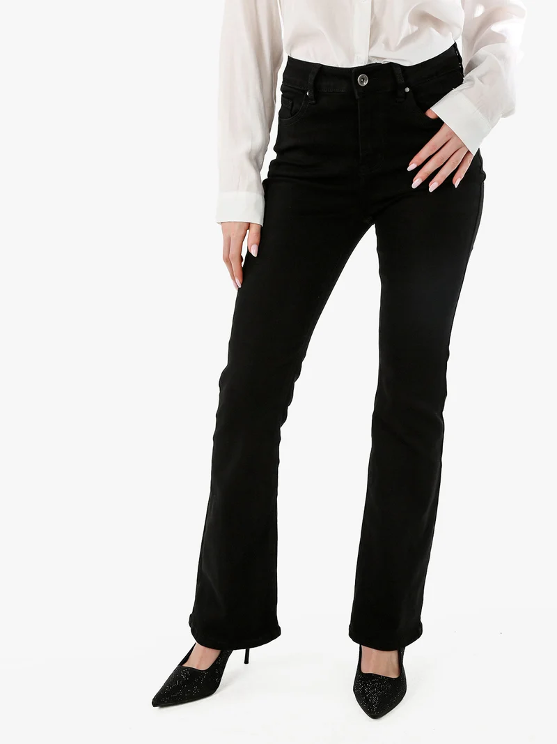Pantaloni donna jeans a zampa - nero