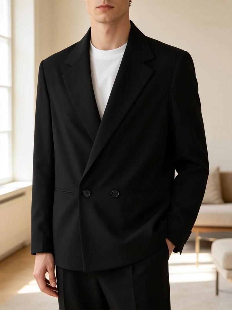 Blazer da uomo elegante a doppiopetto - nero