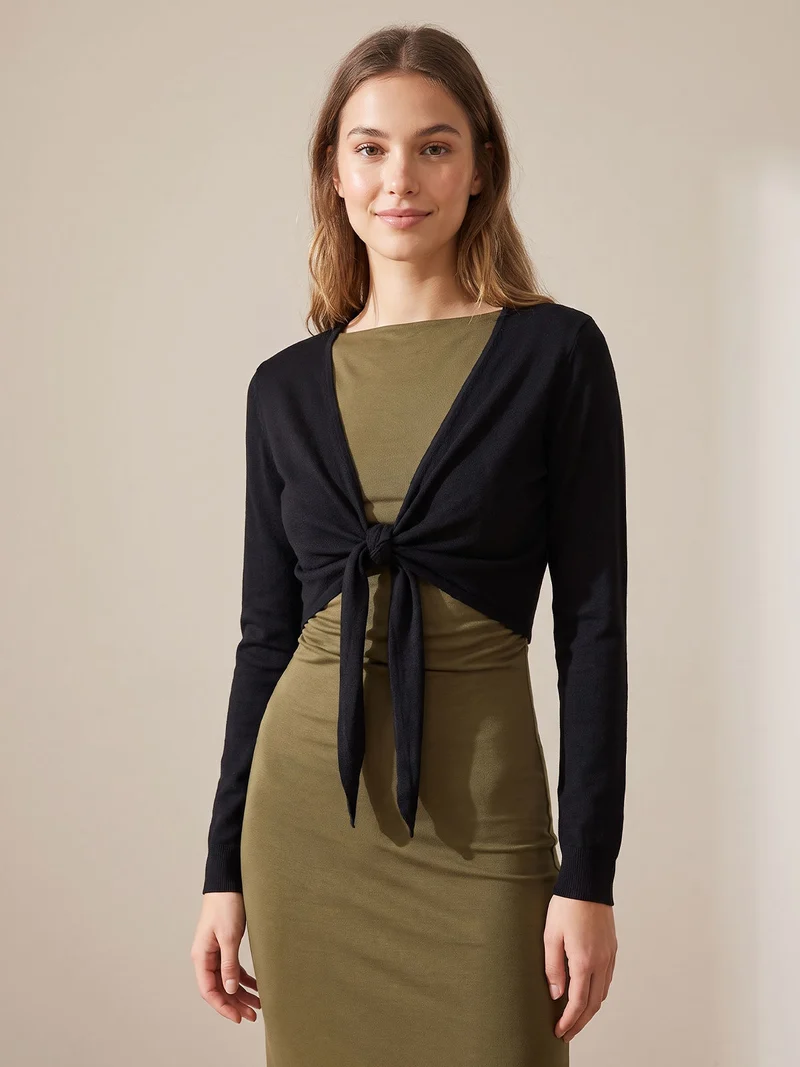 Coprispalle scaldacuore donna in maglia - nero