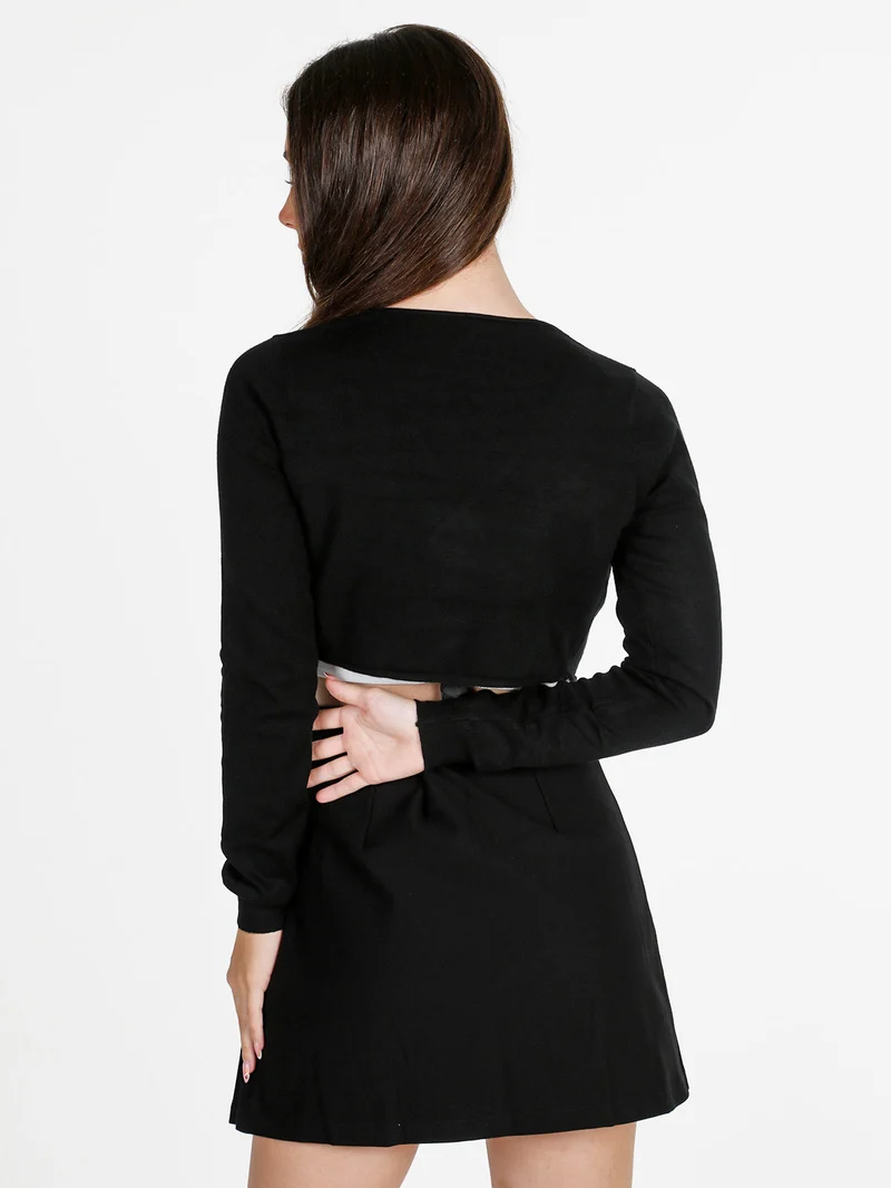 Coprispalle scaldacuore donna in maglia - nero