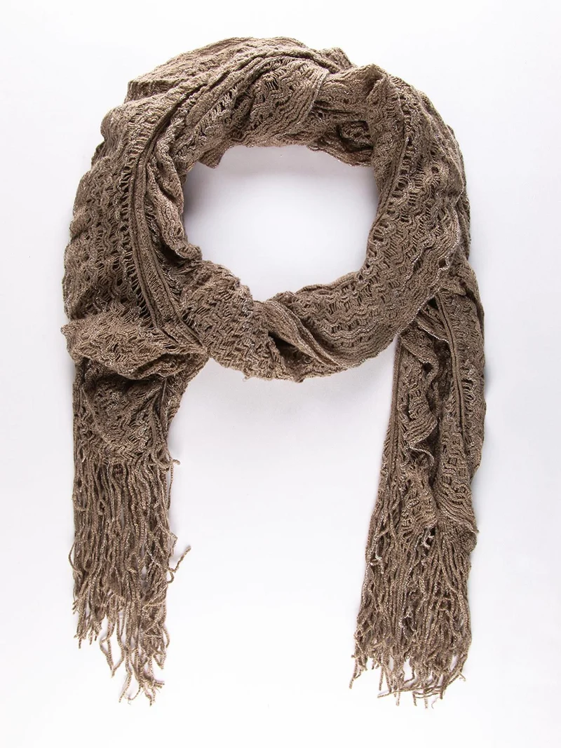 Sciarpa con inserti lurex - marrone