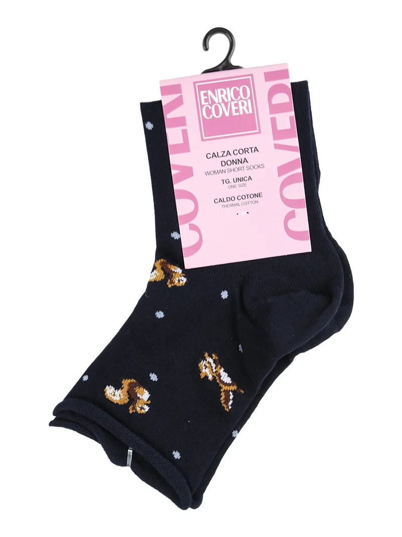 Calze corte da donna in caldo cotone - blu scuro