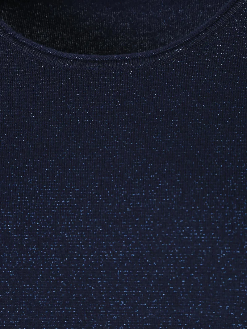 Pullover girocollo da donna in maglia con lurex - blu scuro