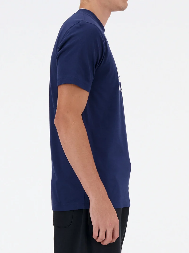 ESSENTIALS STACKED LOGO T-shirt da uomo a maniche corte in cotone - blu scuro