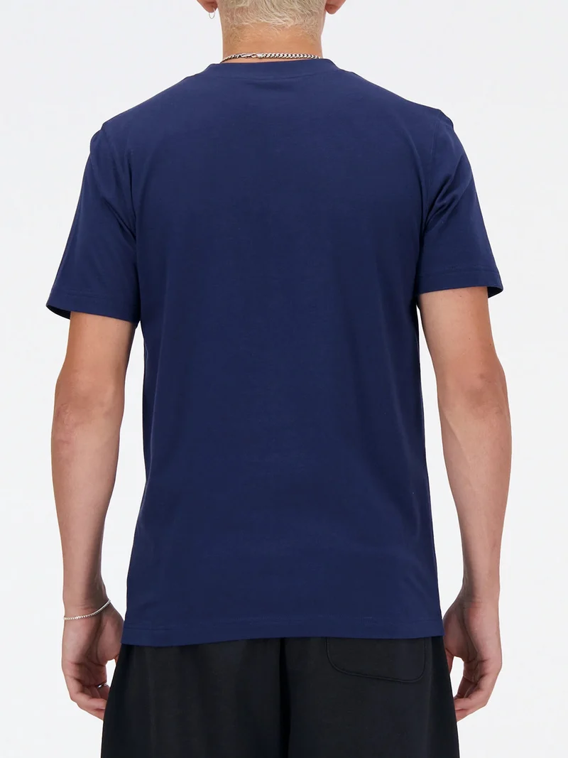 ESSENTIALS STACKED LOGO T-shirt da uomo a maniche corte in cotone - blu scuro