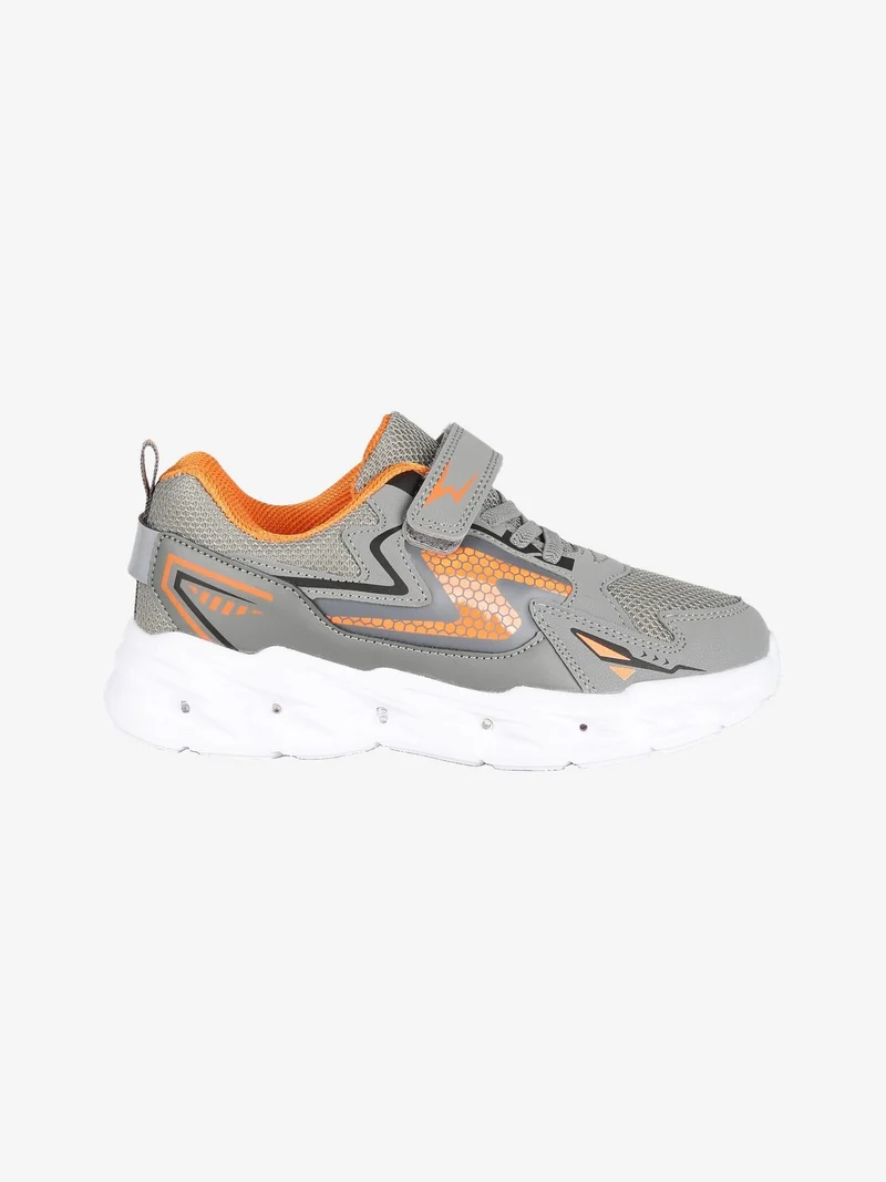 Sneakers da bambino con strappo e luci - grigio